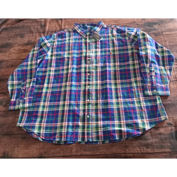 Polo Ralph Lauren NWT Men's Button Down Long Sleeve Classic Blue/White 5XB